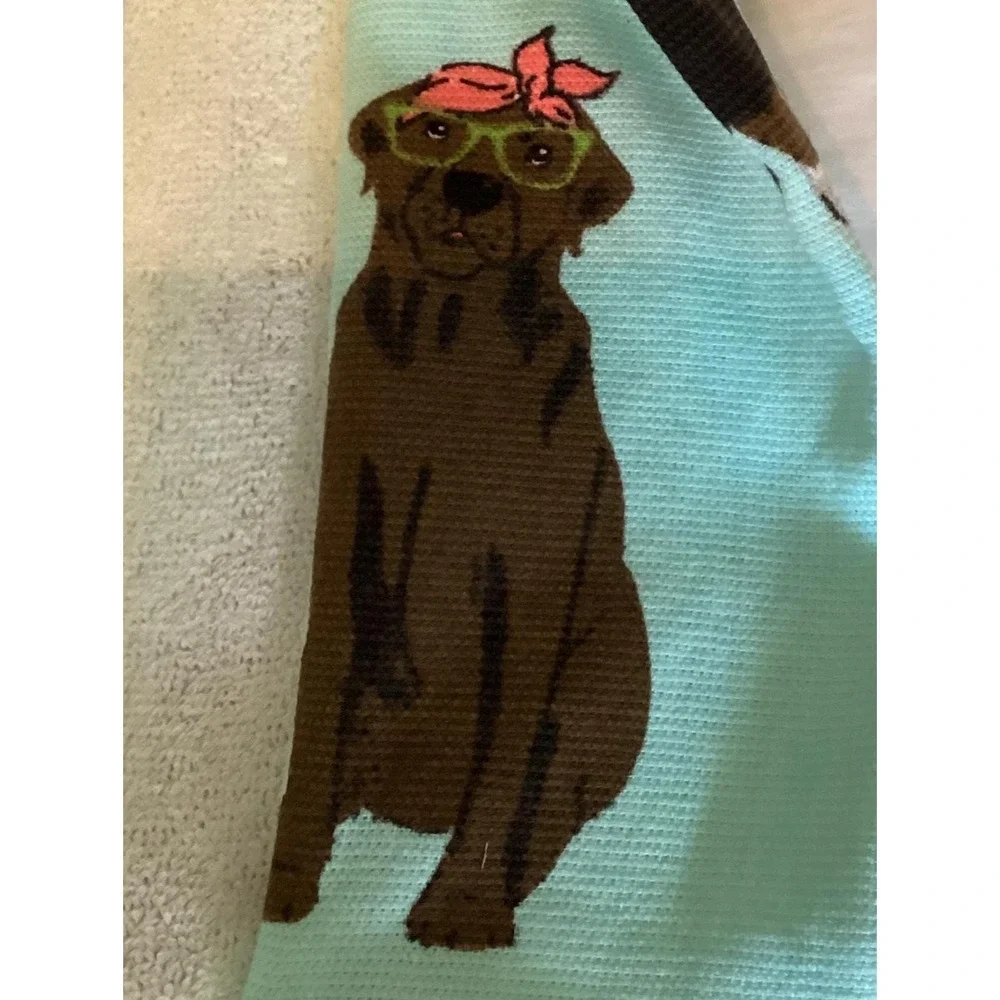NWT Cynthia Rowley Kitchen‎ Towels, Dogs with Glasses, set of 2